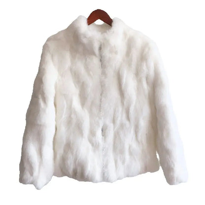 Damen Kurzmantel aus Kunstfell mit Stehkragen luxuriöse Winterjacke
