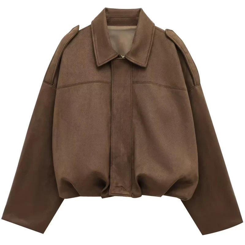 Kurze Jacke mit Kragen Damen Weit Geschnitten Mehrfarbig