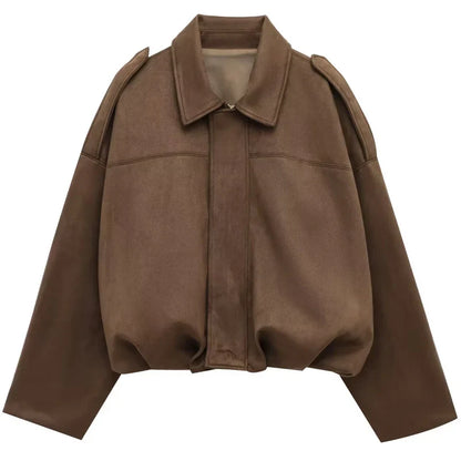 Kurze Jacke mit Kragen Damen Weit Geschnitten Mehrfarbig