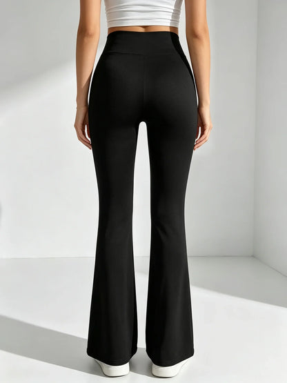 Damen Schlaghose Schwarz mit Hohem Bund – Ausgestellte Hose