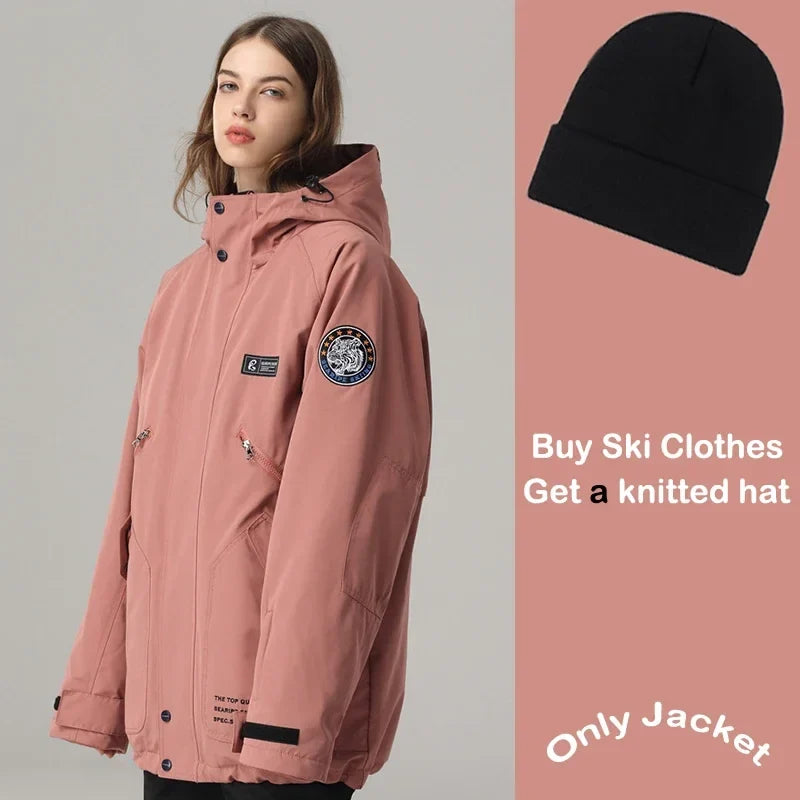Unisex Winter Skijacke mit Kapuze & Reißverschluss Wasserdichte Winterjacke