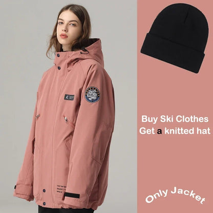 Unisex Winter Skijacke mit Kapuze & Reißverschluss Wasserdichte Winterjacke