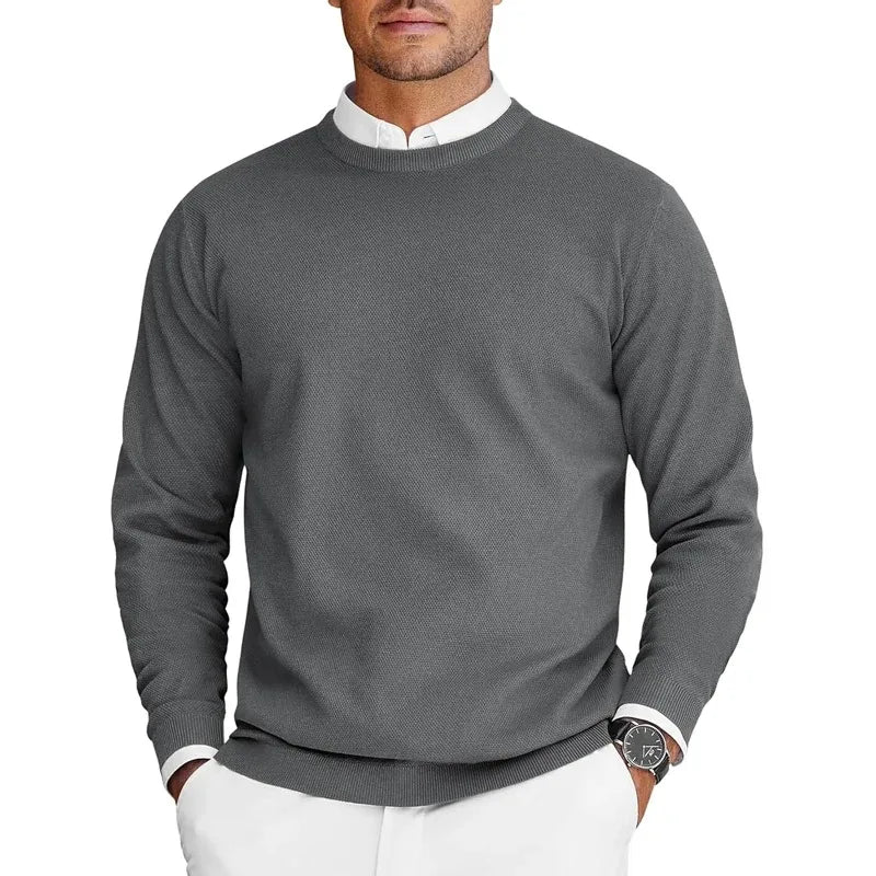 Herren Rundhals Pullover Langarm Feinstrick