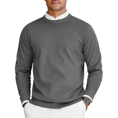 Herren Rundhals Pullover Langarm Feinstrick
