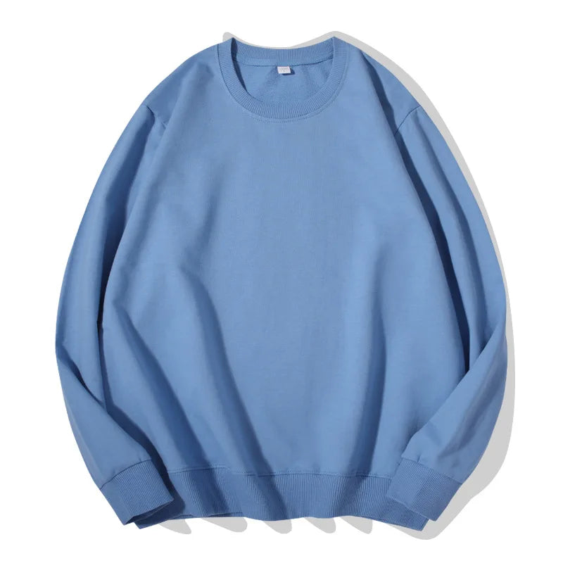 Unisex Langarm Sweatshirt Rundhalsausschnitt Freizeit Pullover Einfarbig