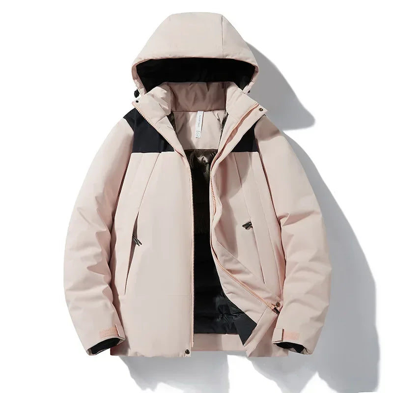 Unisex Winterjacke mit Kapuze und Reißverschluss, gepolstert