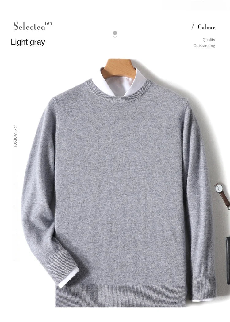 Herren Rundhals Pullover Langarm Feinstrick Basic
