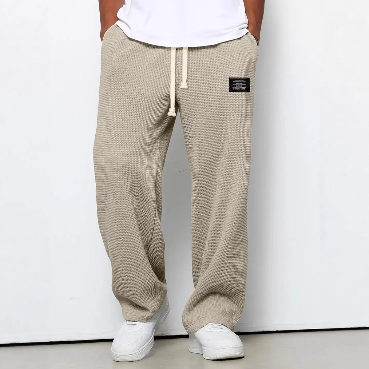 Unisex Freizeithose Waffel-Optik mit Kordelzug