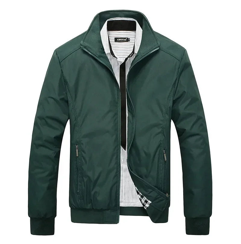 Herren Freizeit Bomberjacke mit Stehkragen und Reißverschluss, Windbreaker Übergangsjacke