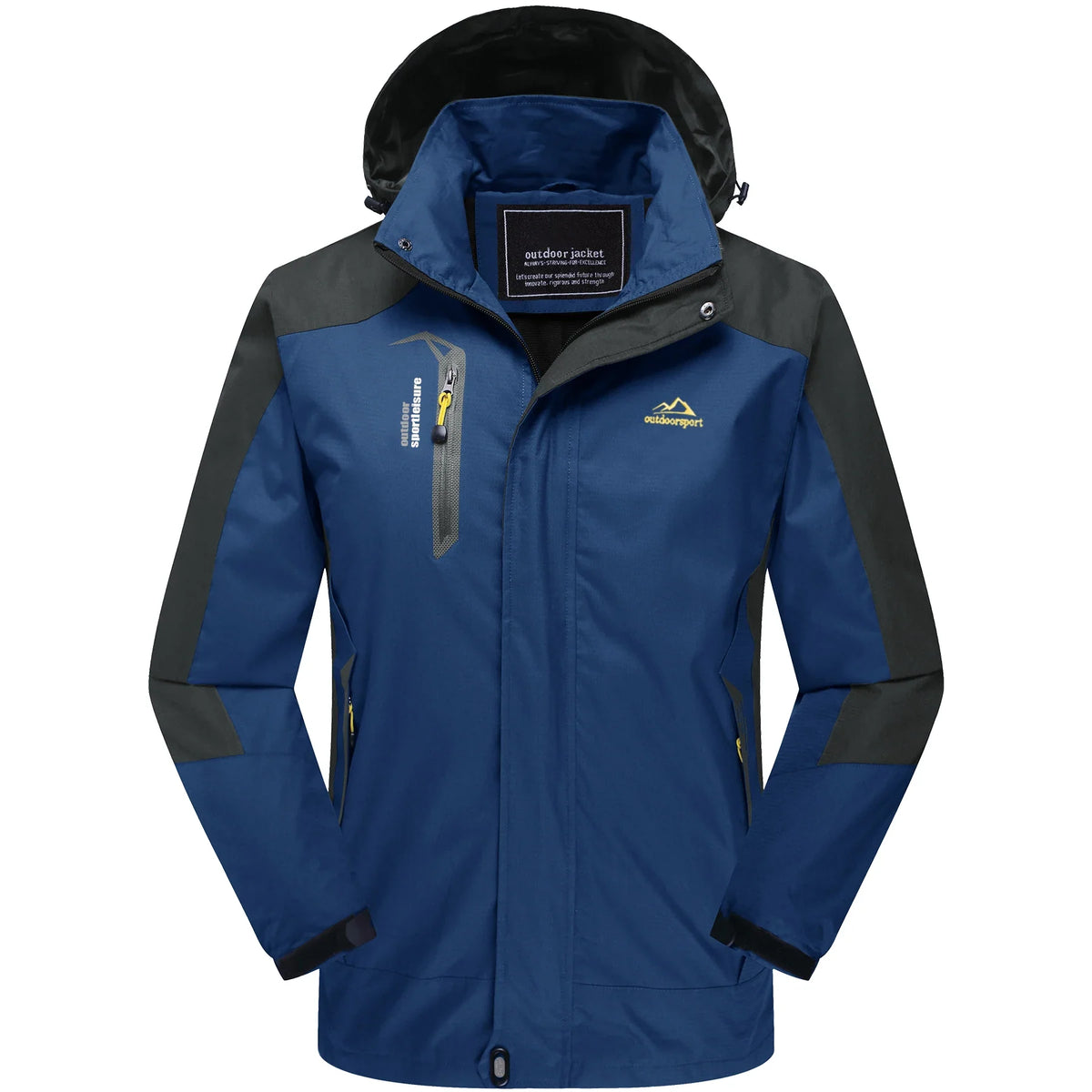 Outdoor Jacke Herren Wasserdicht Atmungsaktiv mit Kapuze und Reißverschlusstaschen