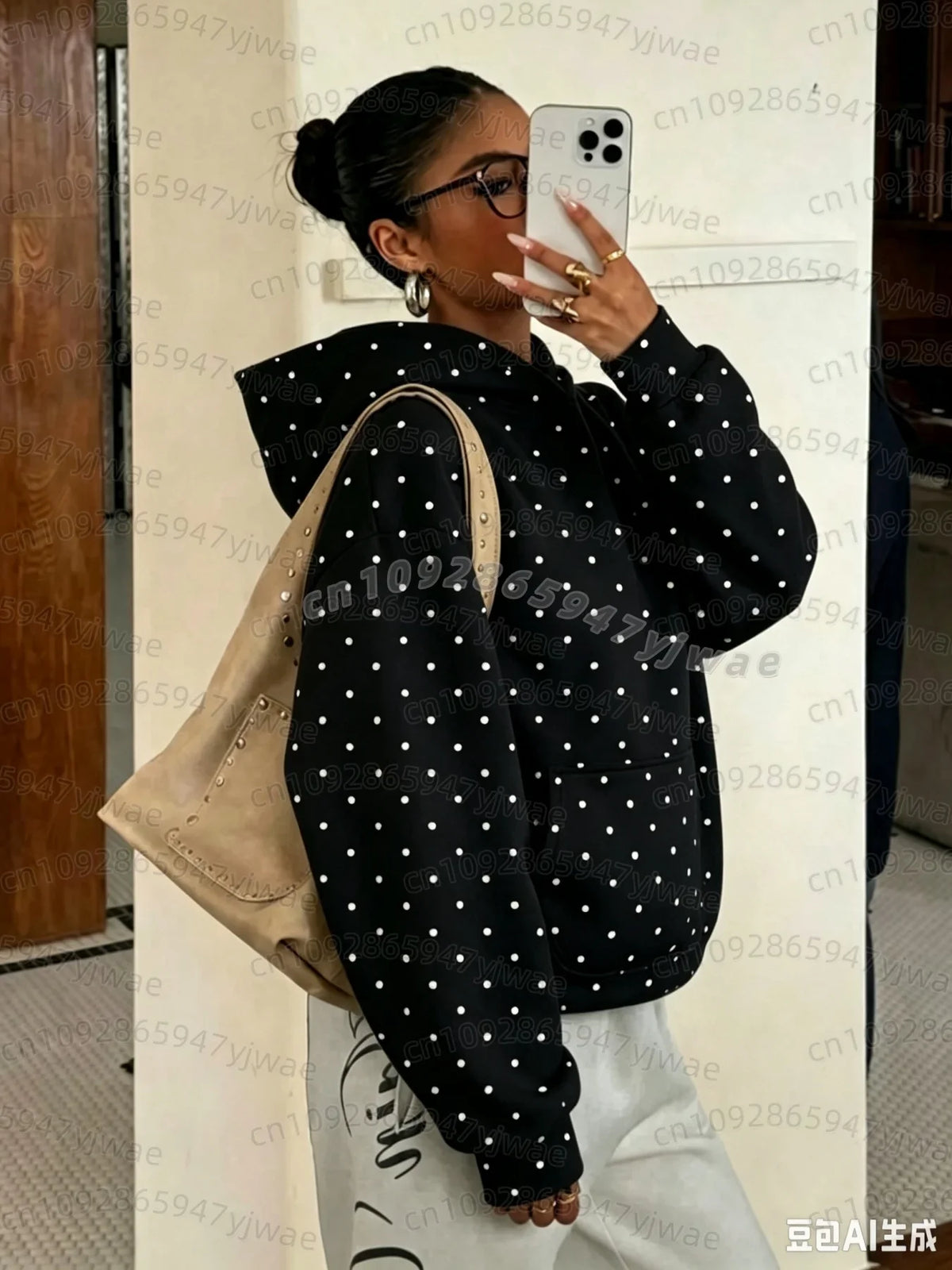 Damen Hoodie Tarnmuster Kapuzenpullover mit Bauchtasche