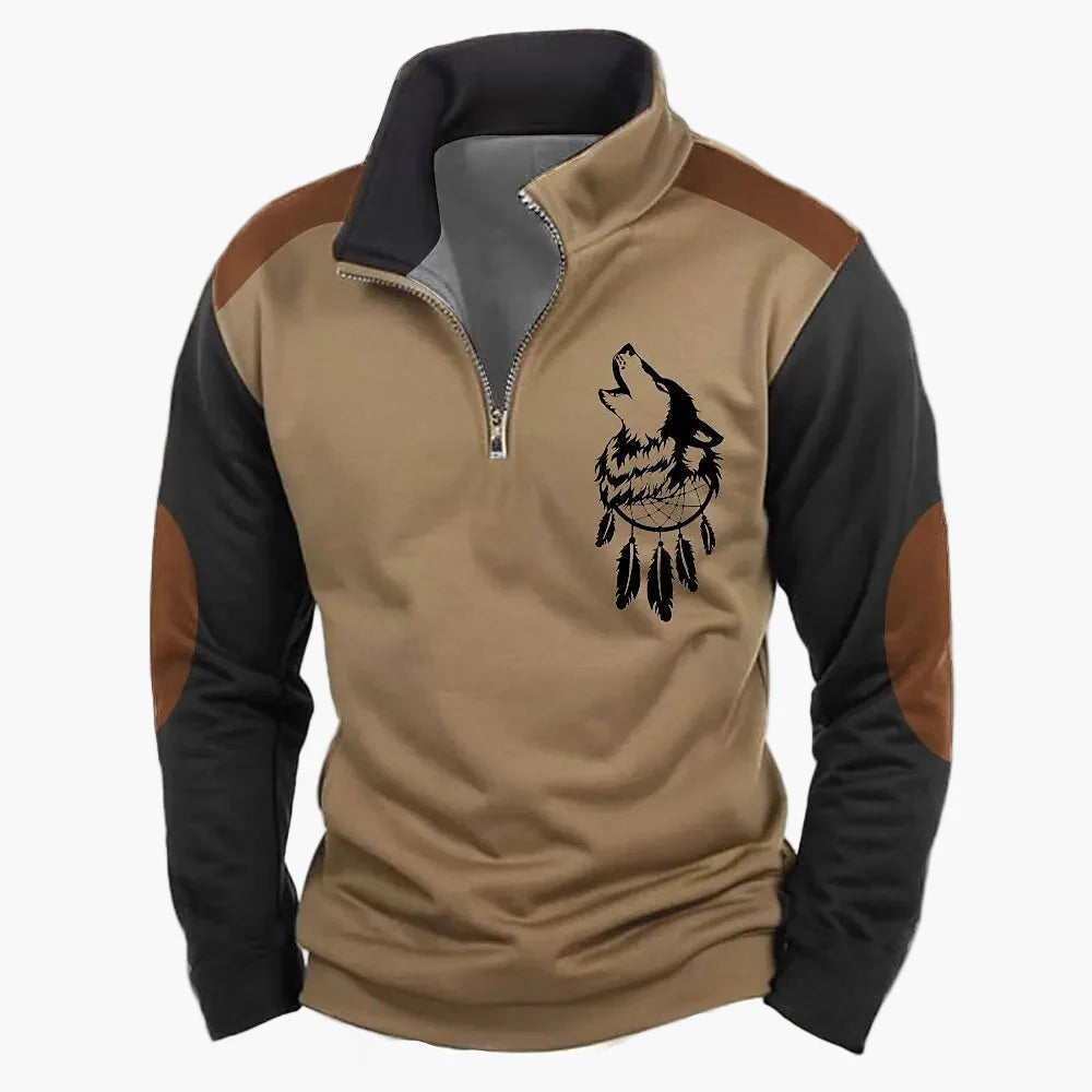 Herren Half-Zip Pullover mit Jagdmotiv