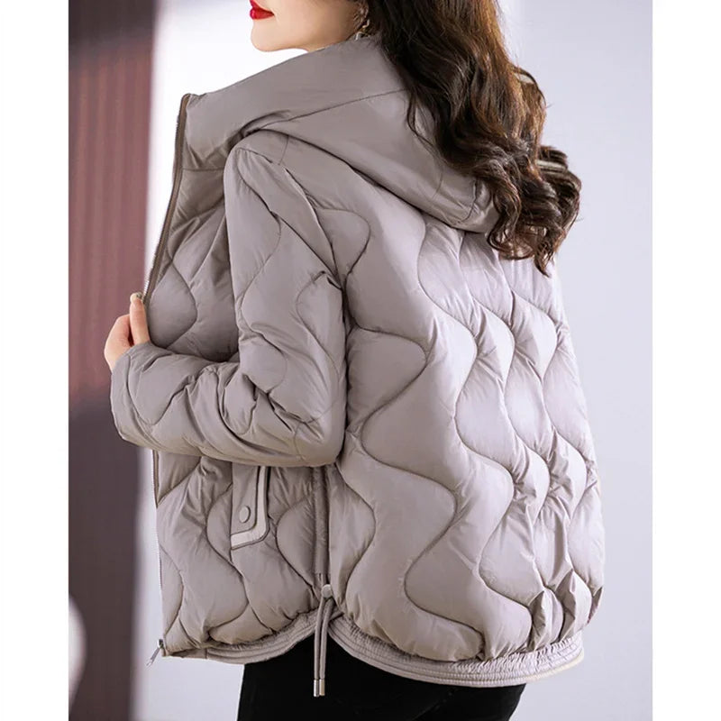 Damen Steppjacke mit Kapuze – Kurze Übergangsjacke Gepolstert