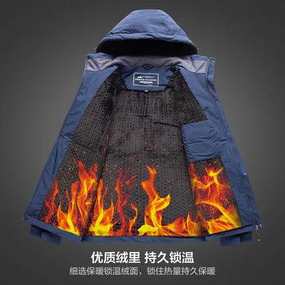 Herren Winterjacke mit Kapuze und Fleece-Futter – Atmungsaktiv & Winddicht, Blau