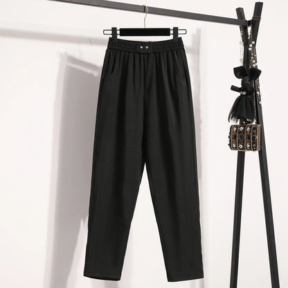 Damen Hose mit elastischem Bund, weitem Bein und Taschen