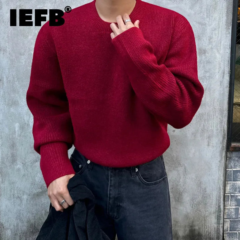 Herren Rundhals Pullover Strickpullover Einfarbig Langarm
