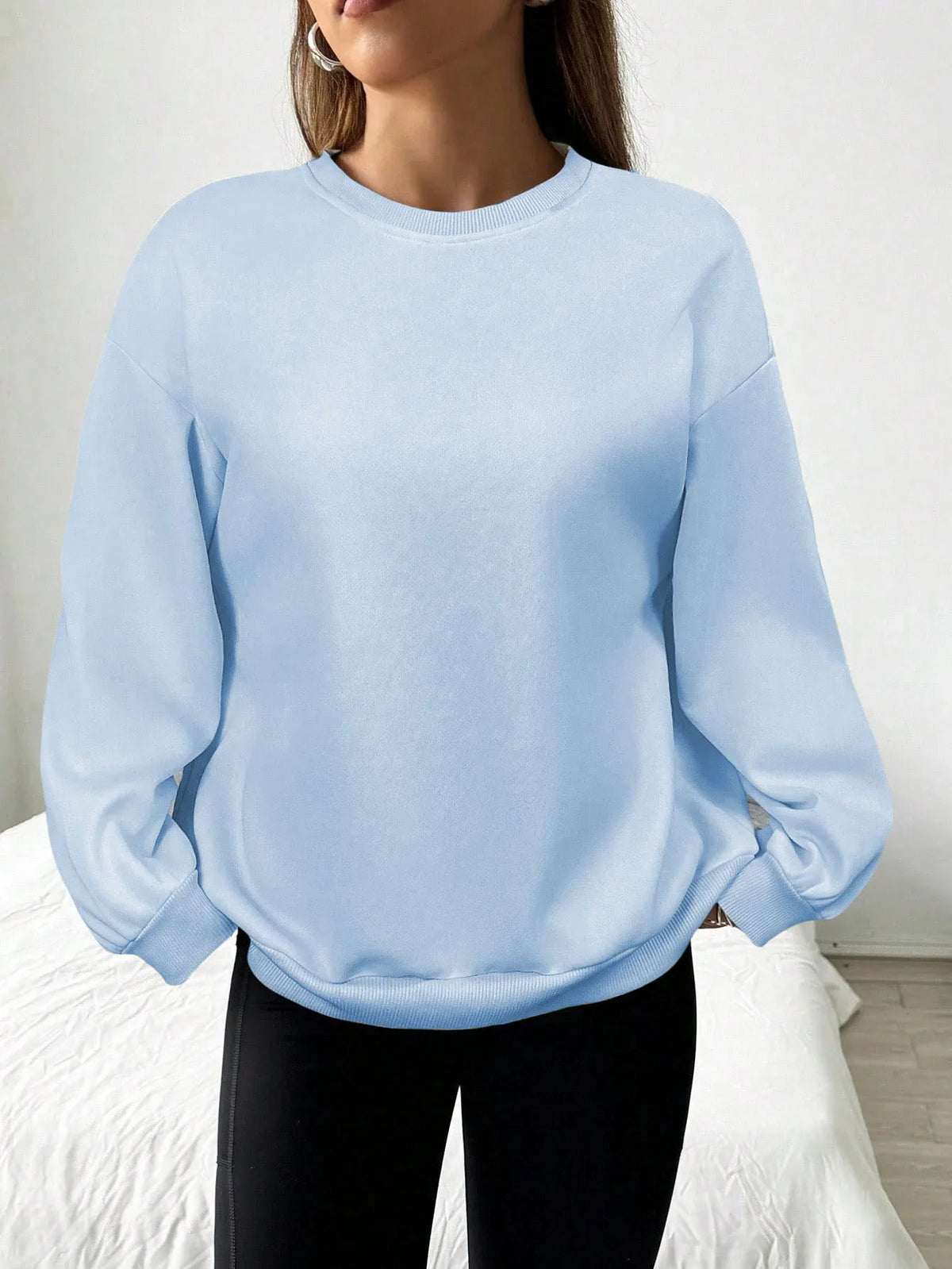 Unisex Basic Rundhals Sweatshirt Langarmshirt Grau