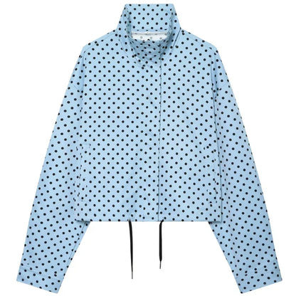 Damen Kurzjacke mit Stehkragen und Tupfenmuster - Weiß Schwarz