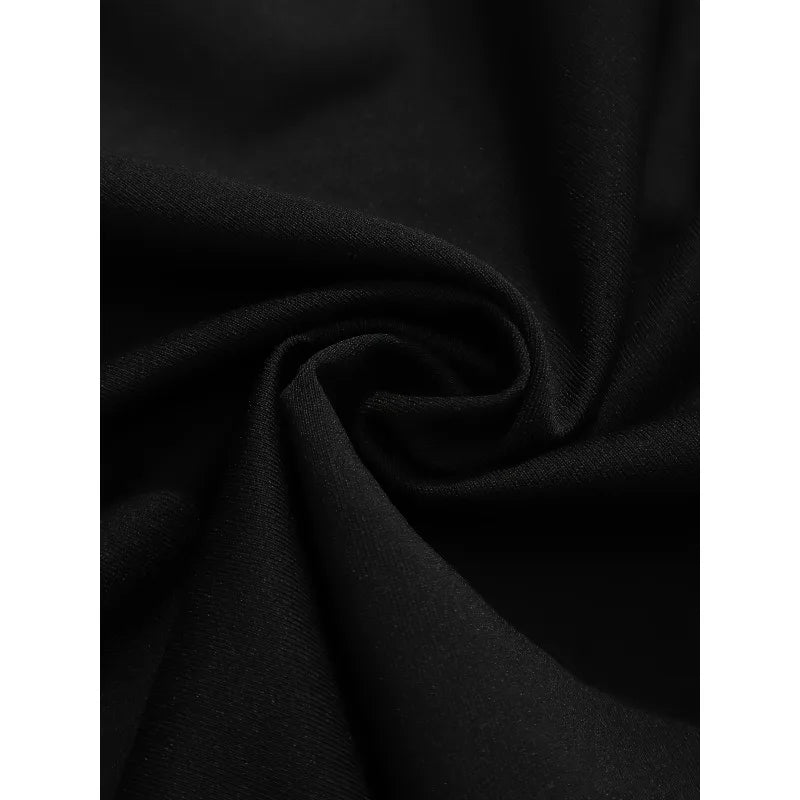 Herren Weite Hose Schwarz Kordelzug Baggy Freizeithose mit Nahtdetails