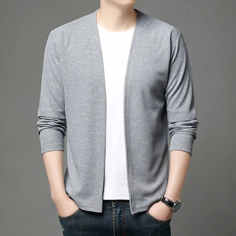 Herren Cardigan Strickjacke Langarm V-Ausschnitt Leichte Freizeit-Oberteil