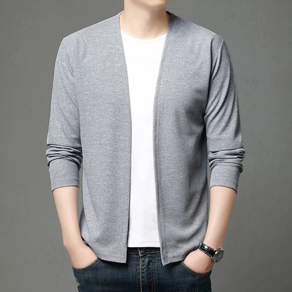 Herren Cardigan Strickjacke Langarm V-Ausschnitt Leichte Freizeit-Oberteil