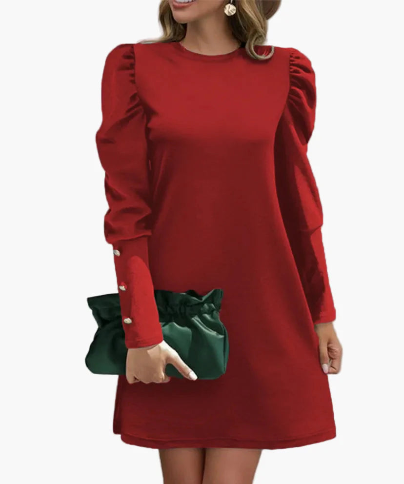 Damen Elegantes Minikleid mit Puffärmeln – Perfekt für Büro und festliche Anlässe