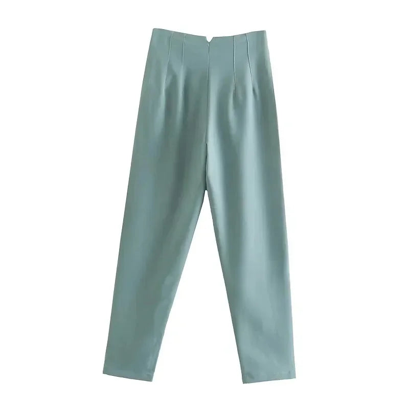 Damen High-Waist Hose Business Elegant Knöchellang