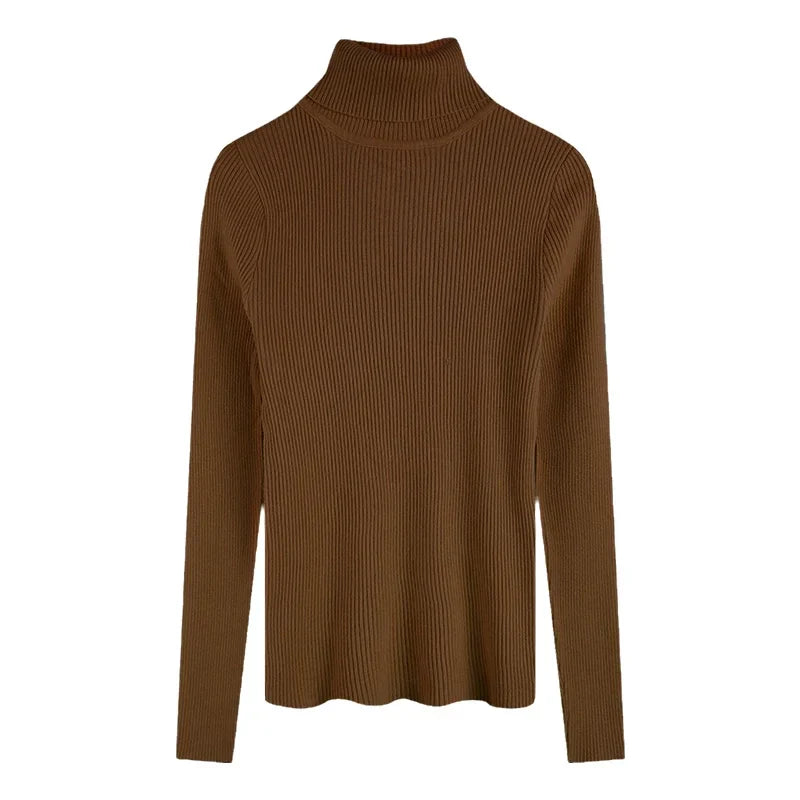 Damen Feinstrick Rollkragenpullover – Eleganter, gerippter Slim Fit Strickpullover für Alltag und Büro