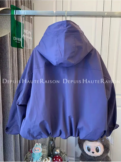 Leichte Kapuzenjacke Damen Reißverschluss Lockerer Schnitt