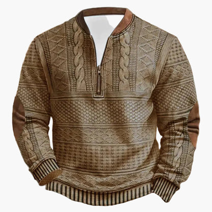 Herren Outdoor Freizeitpullover im Strick-Look – Modischer Halbzip-Sweater mit Stehkragen für Alltag und Freizeit