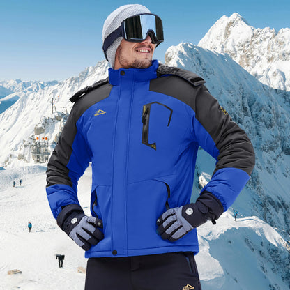 Herren Winterjacke Wasserdicht Skijacke mit Kapuze Outdoor Jacke Warm