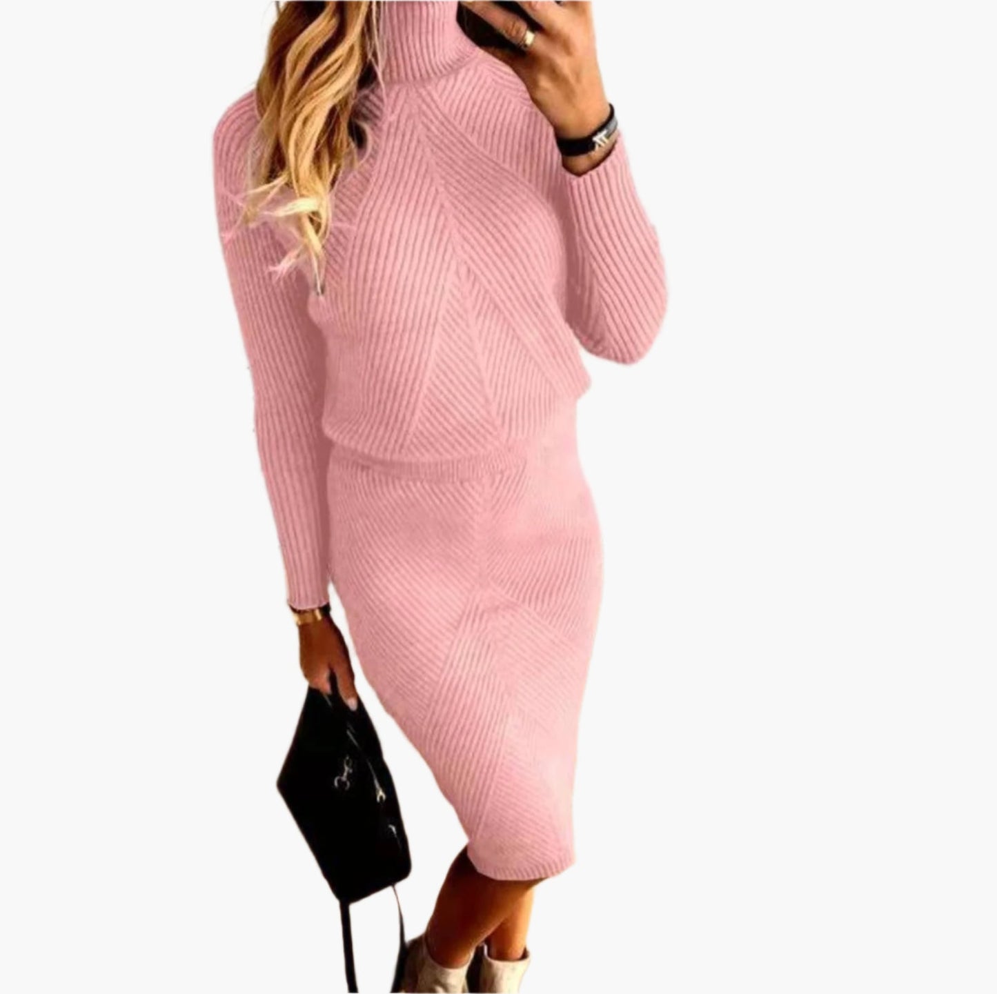 Damen Zweiteiliges Strickkleid-Set im Eleganten Figurbetonten Stil – Perfekt für Alltag & Ausgehen