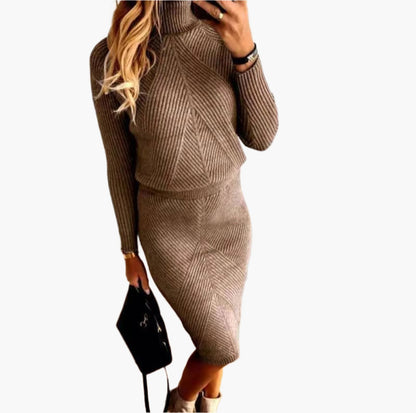 Damen Zweiteiliges Strickkleid-Set im Eleganten Figurbetonten Stil – Perfekt für Alltag & Ausgehen