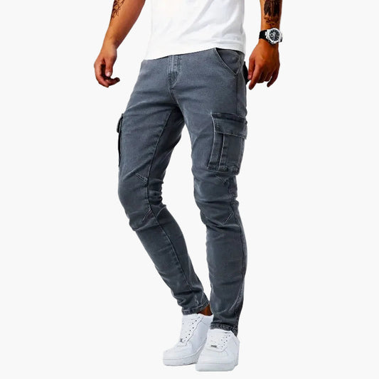 Herren Cargo Jeans – Modische Slim Fit Stretch Hose für Alltag und Freizeit