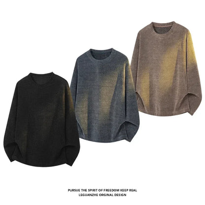 Unisex Langarmshirt Strickoptik Oversize Passform Rundhalsausschnitt