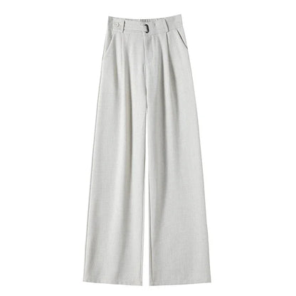 Damen Weite Hose Hoher Bund Elegant mit Falten Beige