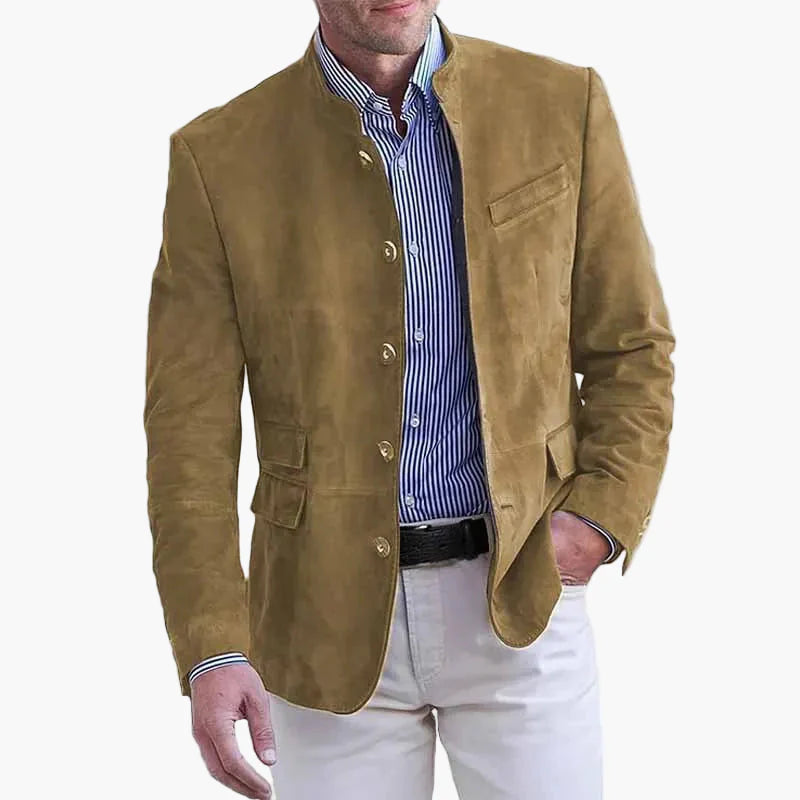 Herren Stehkragen Sakko Modern Business Freizeit Elegant