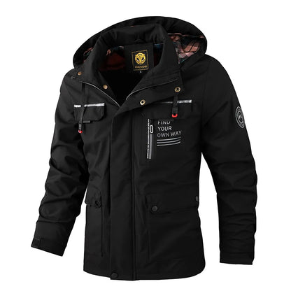 Herren Jacke mit Kapuze & Mehreren Taschen - Casual Windjacke