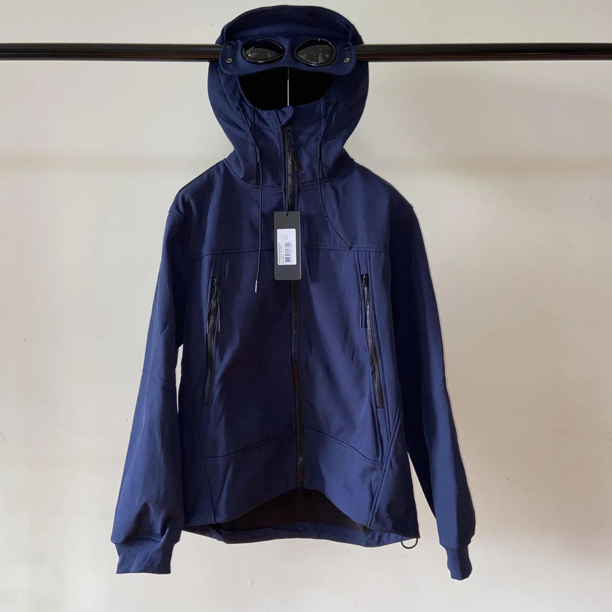 Unisex Kapuzenjacke Softshell mit Brillen-Kapuze Schwarz