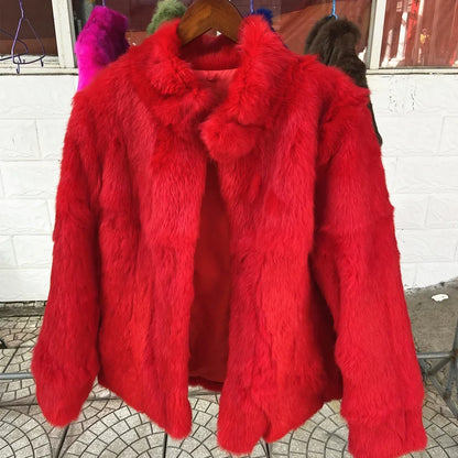 Damen Kurzmantel aus Kunstfell mit Stehkragen luxuriöse Winterjacke