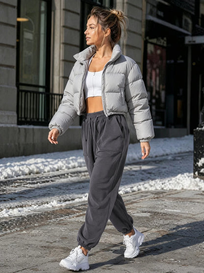 Damen Jogginghose Fleece Gefüttert Hochtailliert Dunkelgrau