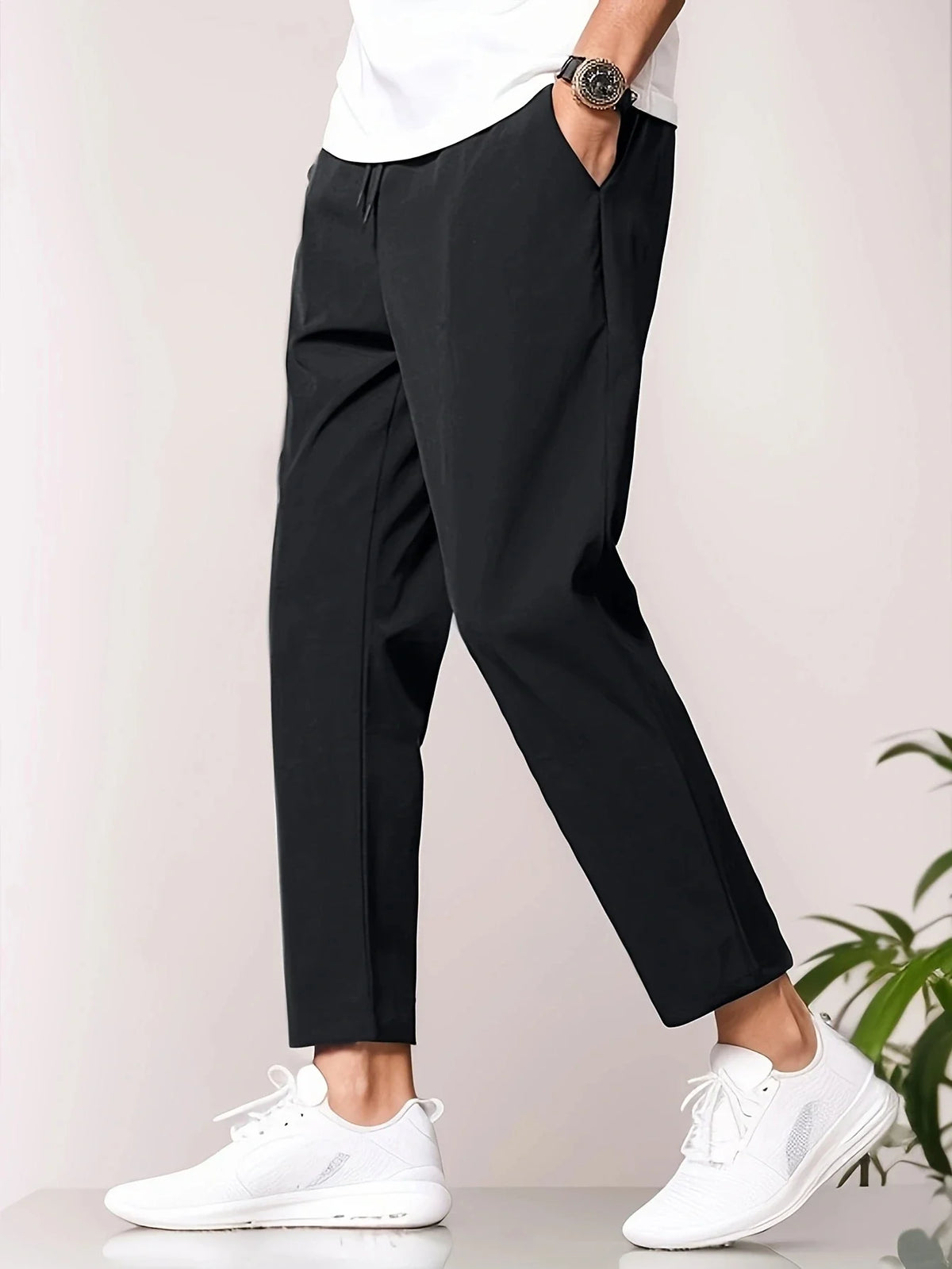 Herren Freizeithose Schwarz mit Kordelzug