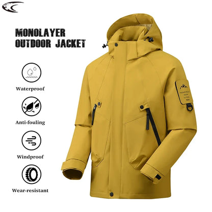 Unisex Outdoorjacke mit Kapuze – Wasserdicht & Winddicht, Mehrere Farben