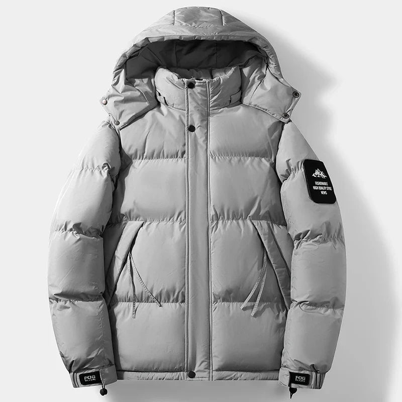 Unisex Steppjacke mit Kapuze und Reißverschluss, gesteppte Winterjacke