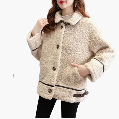 Damen Teddyfell Kurzjacke – Modische Übergangsjacke für Herbst und Winter, lässig und warm