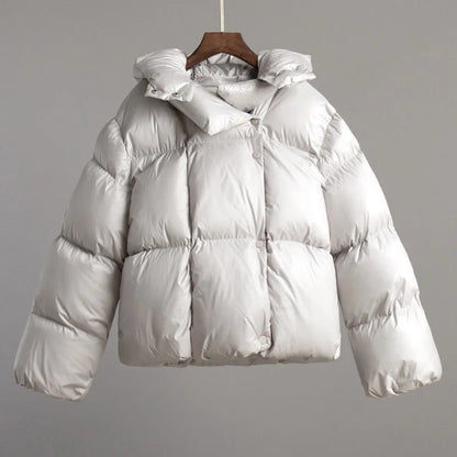 Damen Pufferjacke mit Kapuze – Kurzer Steppmantel
