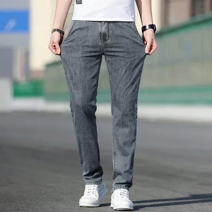 Herren Jeans Hose Grau Gerade Passform