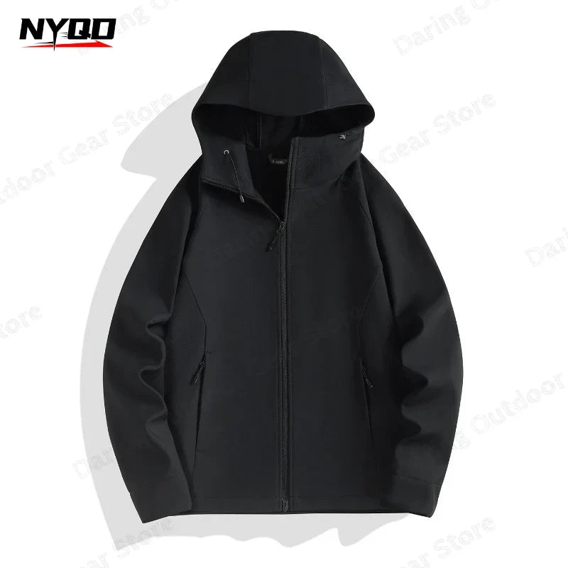 Leichte Kapuzenjacke mit Reißverschluss – Unisex Softshell-Optik für Outdoor