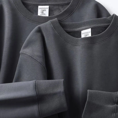Unisex Langarm Sweatshirt Rundhalsausschnitt mit Rippbündchen warm gefüttert