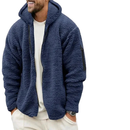 Herren Fleece Kapuzenjacke Lässiger Outdoor Style Warm Winterjacke